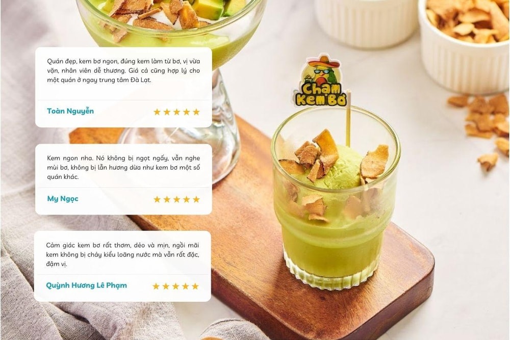 Cảm nhận của thực khách khi thưởng thức kem bơ tại quán Chạm Cafe